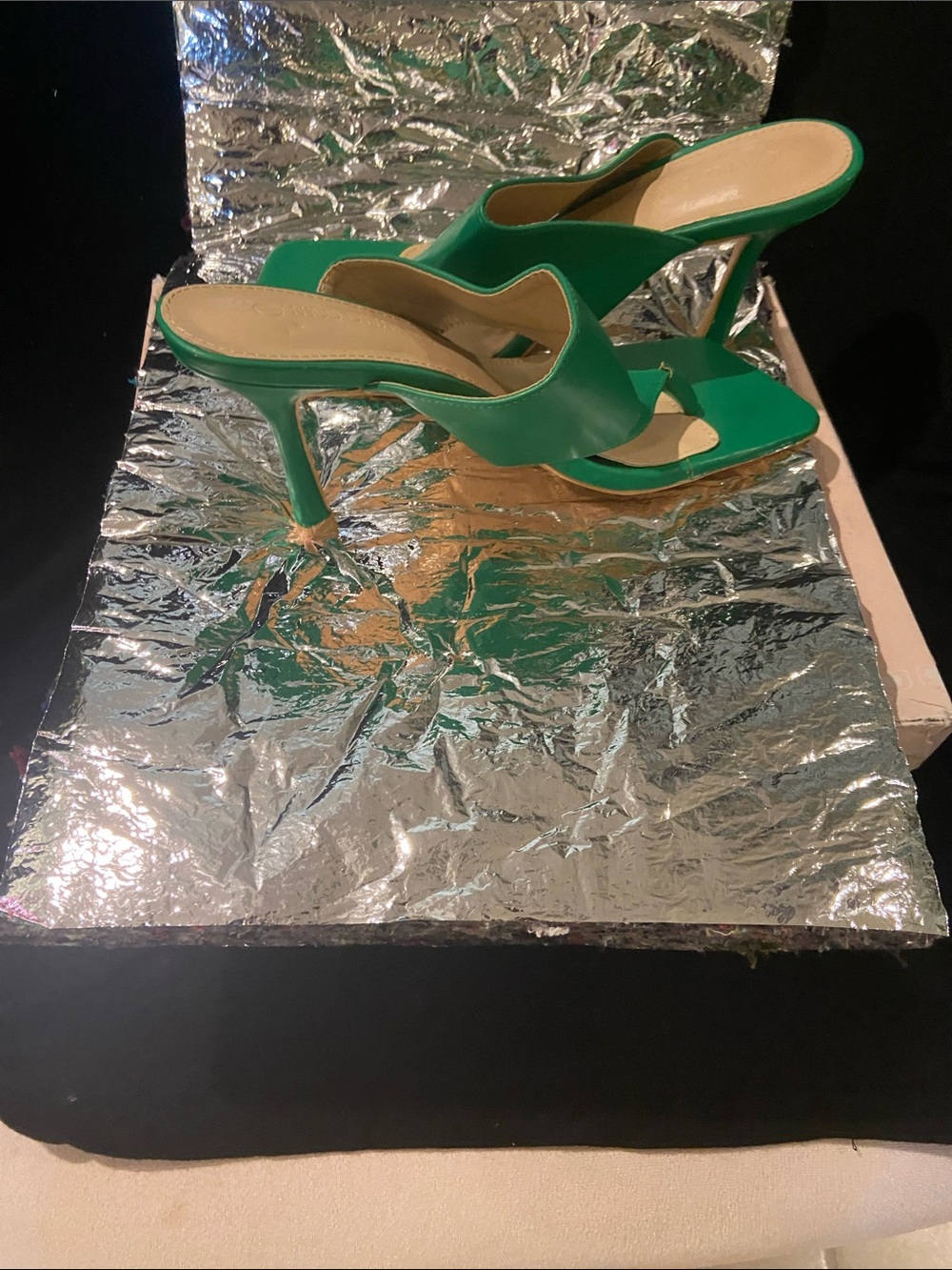 Wild Diva Green Open-Toe Stiletto Mule